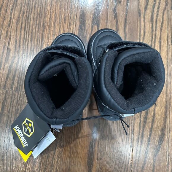 New Khombu Little Boys and Girls Neek2 Waterproof Leather Snow Boots Sz 5 Black - Picture 3 of 5